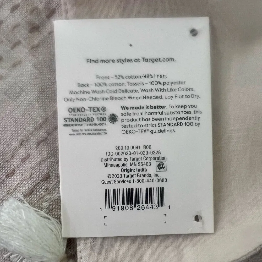 Threshold Target Placemats Beige Cotton Linen Geometric Tassels 14x19 (set of 4)